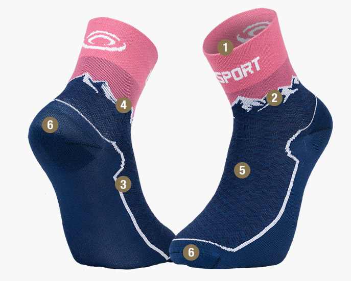TREK DOUBLE GR Navy blue/Pink Sock